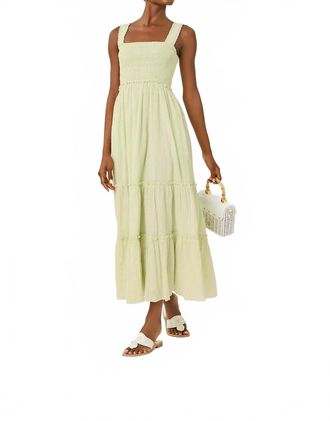 Lilly Pulitzer Hadly Smocked Maxi Dress In Pistachio Macaron X Conch Shell Pink