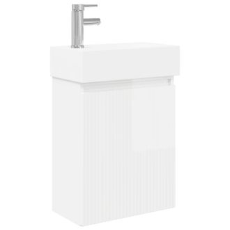 vidaXL M&oacute;dulo De Ba&ntilde;o Con Grifer&iacute;a Blanco Brillante Vidaxl