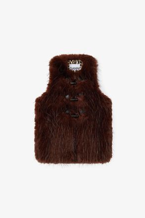 Ganni Vest in Alternative Fur - Size 10/12 Brown