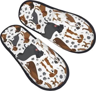 Generic Home Slippers Retrievers Paw Printing Furry Slippers Casual Comfy House Shoes For Spa Indoor Travel L