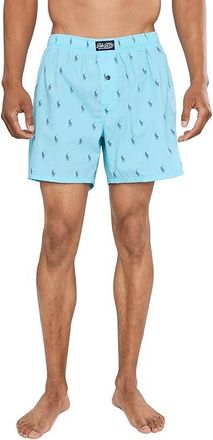 Polo Ralph Lauren Woven Boxer Mens Underwear Hammond Blue/Boston Royal : SM, Cotton/Spandex