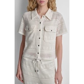 DKNY Open Stitch Button-Up Shirt in Coconut at Nordstrom, Size X-Large