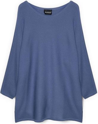 Fiorella Rubino Trui met ronde hals - Dames - Ronde hals truien - Blauw - Xs/S - Nylon - Truien & Vesten