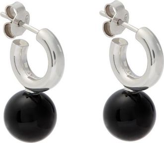 Christophe Lemaire Short Dot Rhodium-plated Sterling Silver Hoop Earrings - Black - One Size