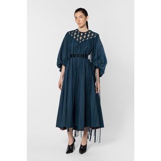 Roksanda Ilincic Miel Crochet Cotton Dress in Dark Teal at Nordstrom, Size 10