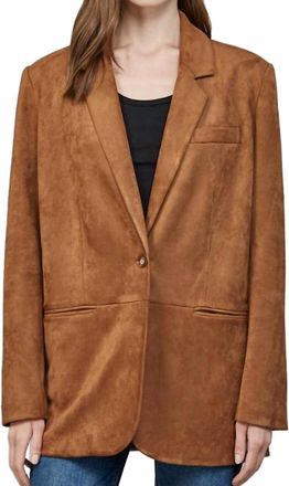 Fate Faux Suede Relaxed Fit Blazer In Cognac
