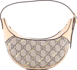 Gucci Ophidia Half Moon Bag Print GG Coated Canvas Mini hobo bag - Bruin