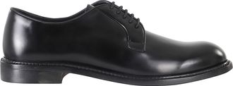 John Spencer Black Polished Round Toe Lace-Up Derby Shoes