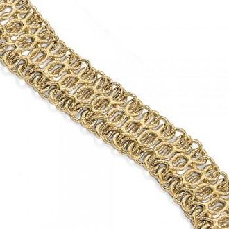 Allurez Fancy Polished & Textured Wide Chain Link Bracelet 14k Yellow Gold