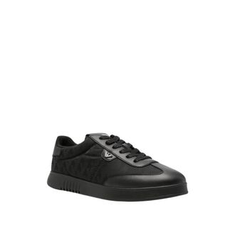 Emporio Armani Panelled Lage Sneakers - Heren - Sneakers - Zwart - 44 EU - Leer - Schoenen
