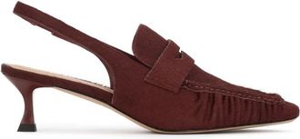 Kazar Maroon slingback pumps met borstels - Dames - Pumps - Bruin - 36 EU - Leer - Schoenen