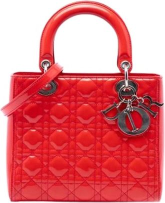 Dior Pre-owned Lady Dior Handbag - Dames - Vintage Handtas - Rood - ONE Size - Leer - Vintage