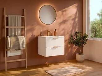 Vente-Unique Mobile bagno sospeso con lavabo da incasso Bianco L60 cm - AVORELI
