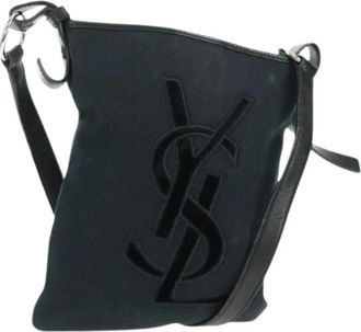 Saint Laurent Pre-owned Cross Body Bags, female, Black, Size: ONE SIZE Pre-owned Canvas Shoulder Bag