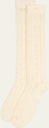 Valentino Garavani Mens VLogo Cotton Knit Over-Calf Socks