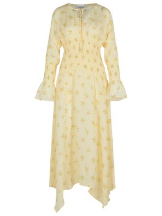 Ganni Elfenbein Viskose -Kleid