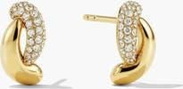 Mejuri D&ocirc;me Brioche Pav&eacute; Lab Grown Sapphire Huggie Hoop Earrings in Gold Vermeil/sapphire by MEJURI at Nordstrom