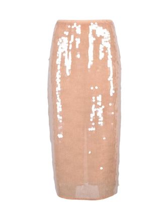 Patrizia Pepe Sequin-Embellished Longuette Skirt with Back Zip Closure