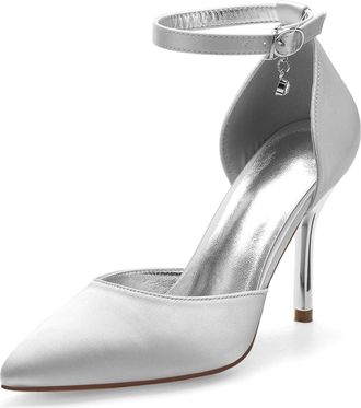 Miyoopark Womens Wedding Dress Shoes Stiletto High Heel Occasions Pumps M522 Silver UK 8.5