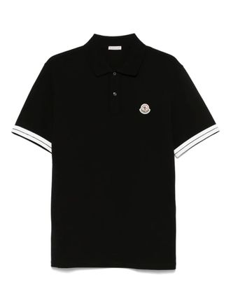 Moncler logo cotton polo shirt - men - Cotton - L - Black