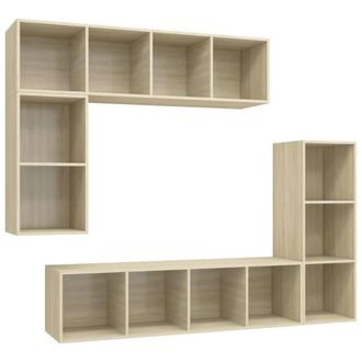 Berkfield Home 4 Piece TV Cabinet Set Sonoma Oak Engineered Wood in Light Tan