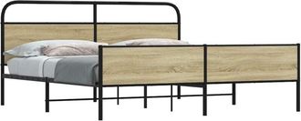 vidaXL Vidaxl - Estructura De Cama Sin Colch&oacute;n Metal Roble Sonoma 200x200 Cm