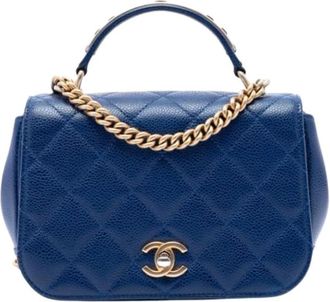 Chanel Pre-owned Carry Around Satchel - Dames - Vintage Handtas - Blauw - ONE Size - Leer - Vintage