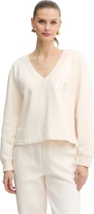 A|X Armani Exchange V-hals gebreid - Dames - Sweatshirts - Beige - L - Katoen - Hoodies & sweatvesten