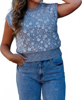 Design History Beaded Sleeveless Vest In Silver Mist