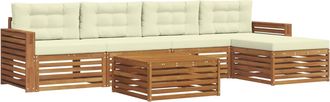 vidaXL Conjunto De Sof&aacute;s De Exterior 6 Uds. Natural Y Crema Vidaxl