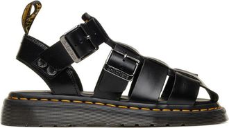 Dr. Martens Black Garin Brando Adjustable Buckles Leather Sandals
