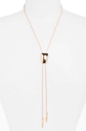 Open Edit Faux Leather Bolo Necklace in Ivory- Gold at Nordstrom