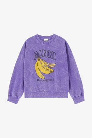 Ganni Purple Vintage Wash Sweatshirt - Size XXS Organic Cotton