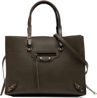 Balenciaga Khaki Leather Shoulder Bag Tote Bag (Pre-Owned)