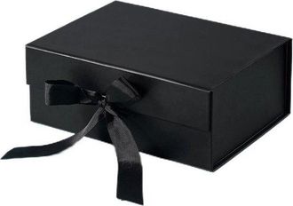 No Brand Caja De Regalo Con Lazo, Tapa, Cinta Y Papel Triturado, Caja Magn&eacute;tica Para Bodas, Cumplea&ntilde;os, Navidad, Aniversarios (negra, 27 X 19 X 8 Cm)