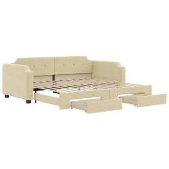 vidaXL Sof&aacute; Cama Nido Con Cajones Tela Color Crema 80x200 Cm Vidaxl