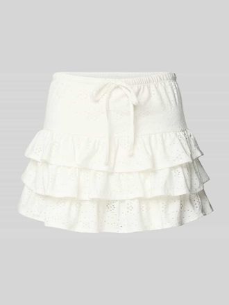 Only Leicht ausgestellter Mini-Skort mit Lochstickerei Modell SMILLA in Offwhite, Gr&ouml;&szlig;e XL