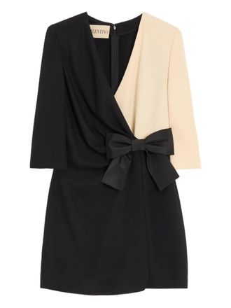 Valentino Garavani bow-detail midi dress - women - Silk/Virgin Wool - 42 - Black