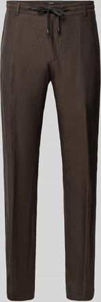 Joop Slim Fit Leinenhose mit Tunnelzug Modell Sake in Schoko, Gr&ouml;&szlig;e 102