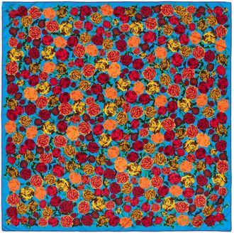 Bimba & Lola rose-print scarf - women - Recycled Polyester - One Size - Blue