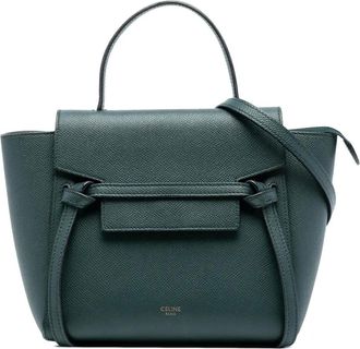 Celine Borsa a tracolla Belt Bag Nano in pelle di vitello pieno fiore 2019 - Verde