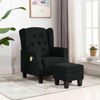 vidaXL Vidaxl - Sill&oacute;n De Masaje Con Reposapi&eacute;s Tela Negro