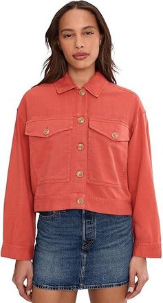 Liverpool L.A. Oversized Cropped Denim Jacket Womens Jacket Red Clay : LG, Cotton/Denim/Elastane