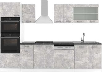Vicco Mueble De Cocina R-line, Hormig&oacute;n/blanco, 300 Cm Con Armario Alto, Et Antracita
