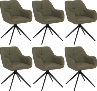 Hhg [nunca Usado] Juego De 6 Sillas De Comedor Hhg-983, Silla De Cocina Con Reposabrazos, Giratoria Con Retorno Autom&aacute;tico, Tela/tejido (270 G/m&sup2;), Verde