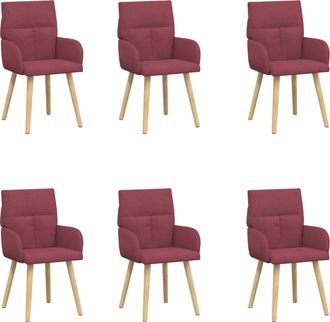 vidaXL Sillas De Comedor 6 Uds. Tela Rojo Vino 60 X 56 X 96 Cm Vidaxl