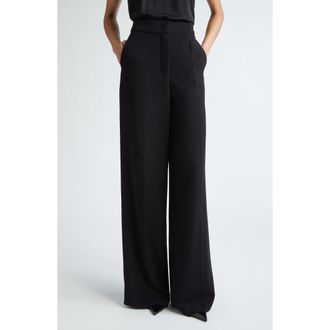 Max Mara Leccio Wide Leg Pants in Black at Nordstrom, Size 10