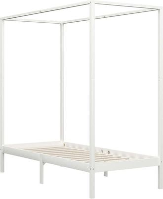 vidaXL Vidaxl - Cama con dosel sin colchón madera maciza blanco 90x200 cm