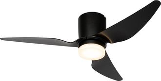 QAZQA Ventilador de techo negro con led y mando