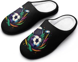 Generic Golf Soccer Ball Tennis Mens Slippers Slip On Comfortable Fleece Cotton House Shoes Winter
